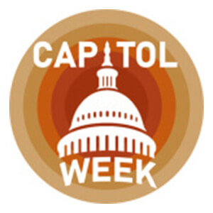 Circular logo with an illustration of the U.S. Capitol dome and the words "Capitol Week".