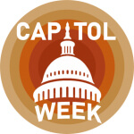 Circular logo with an illustration of the U.S. Capitol dome and the words "Capitol Week".